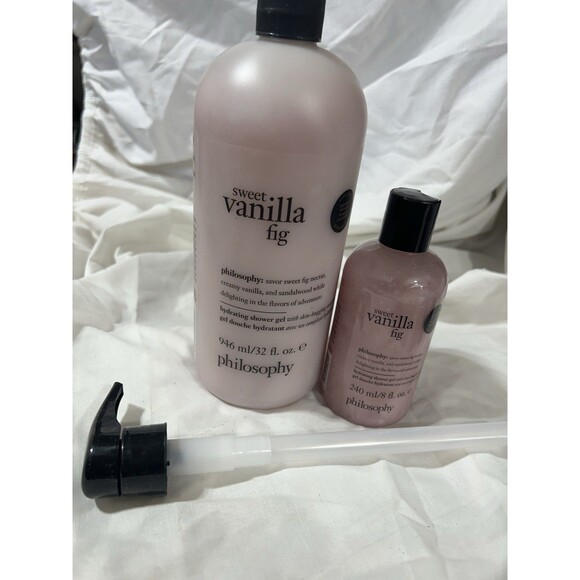 PHILOSOPHY ~ SWEET VANILLA FIG HYDRATING SHOWER GEL ~ 32 OZ & 8 OZ